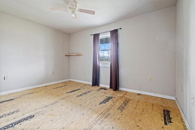 spare room featuring ceiling fan