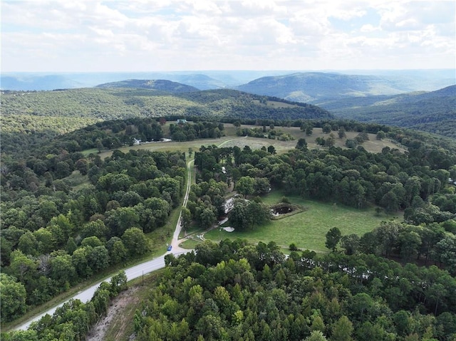 drone / aerial view with a mountain view