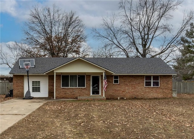 view of single story home