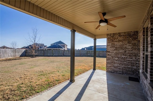 view of patio / terrace featuring ceiling fan