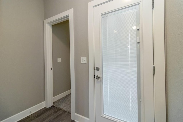 entryway featuring dark wood-type flooring