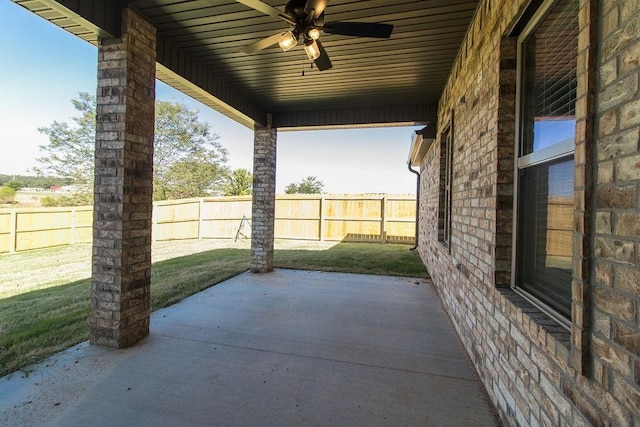 view of patio / terrace with ceiling fan