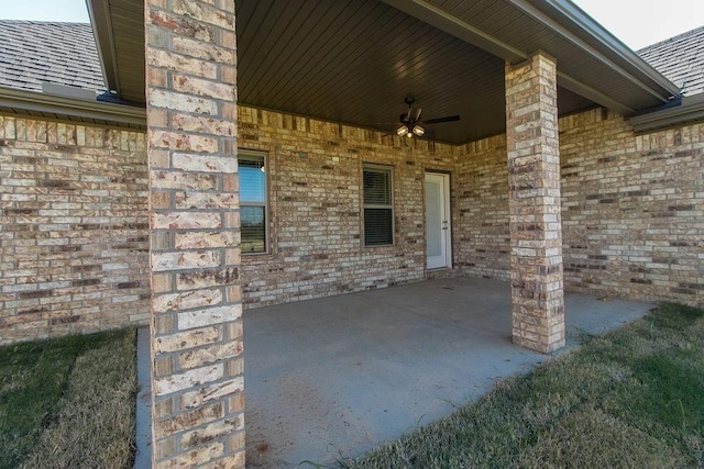 view of patio / terrace with ceiling fan