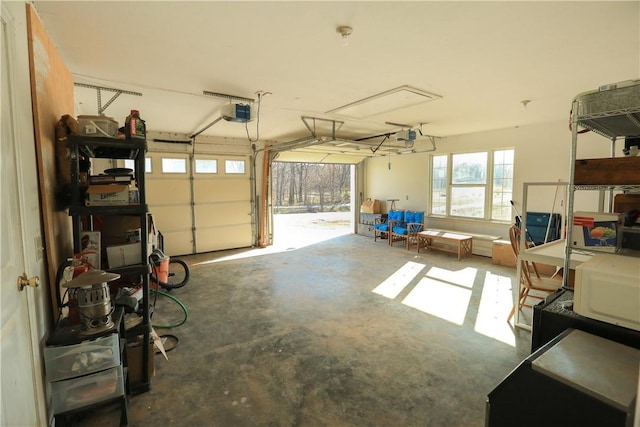 garage with a garage door opener