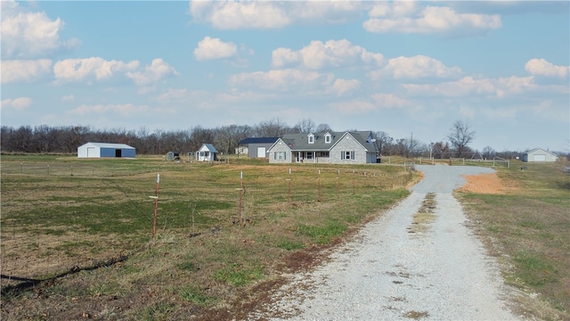 view of street with a rural view