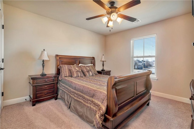 bedroom featuring carpet flooring and ceiling fan