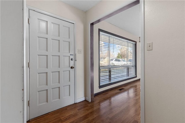 entrance foyer featuring dark hardwood / wood-style flooring