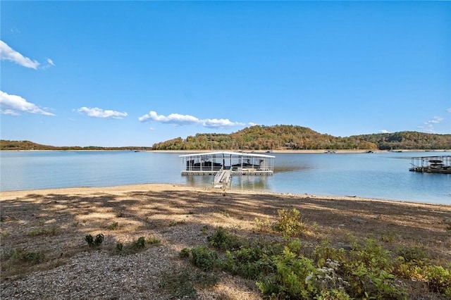 view of dock featuring a water view