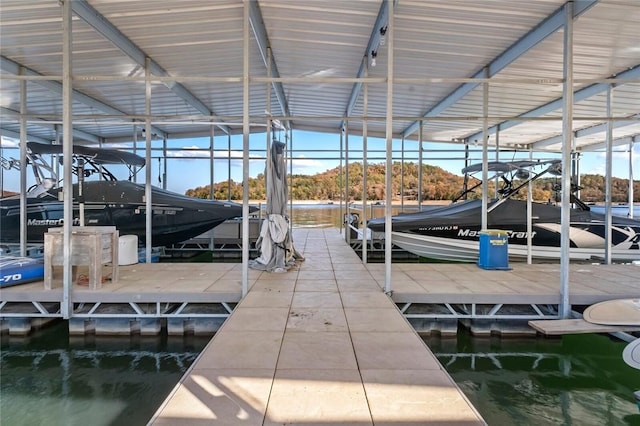 view of dock featuring a water view