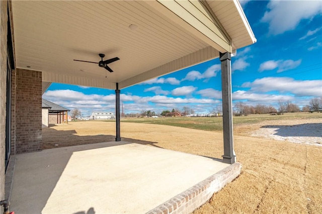 view of patio / terrace featuring ceiling fan