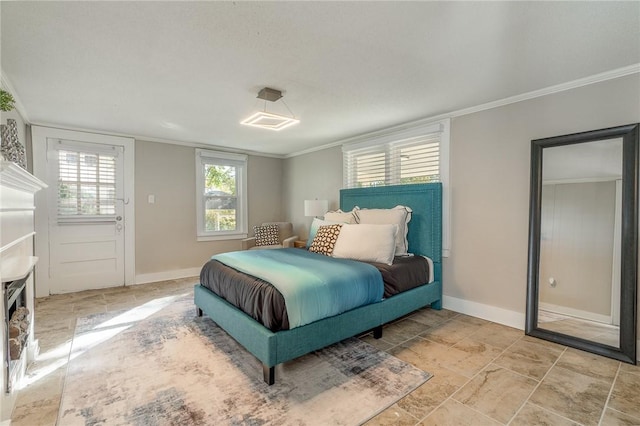 bedroom with crown molding