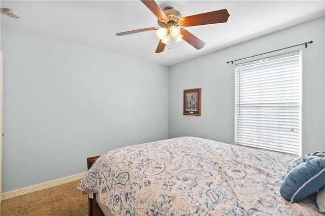 bedroom with carpet and ceiling fan