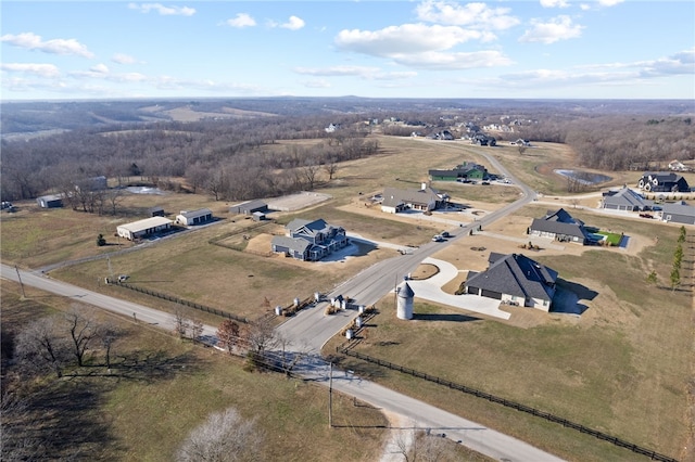 aerial view featuring a rural view