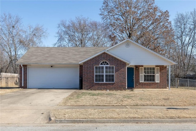 single story home with a garage