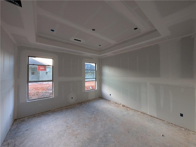 spare room featuring a raised ceiling