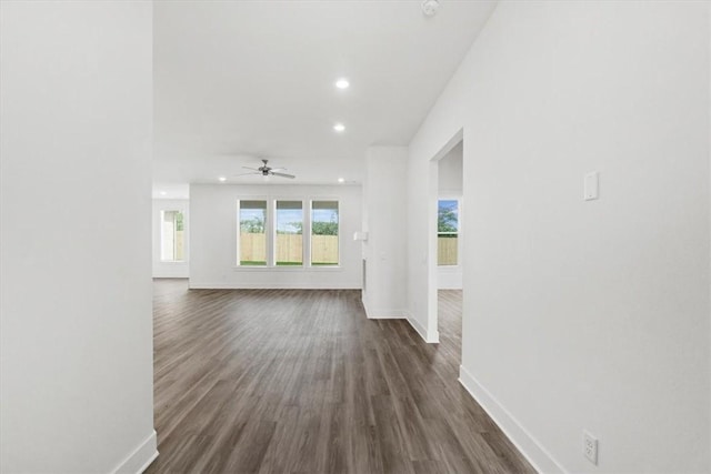 interior space with dark wood-type flooring