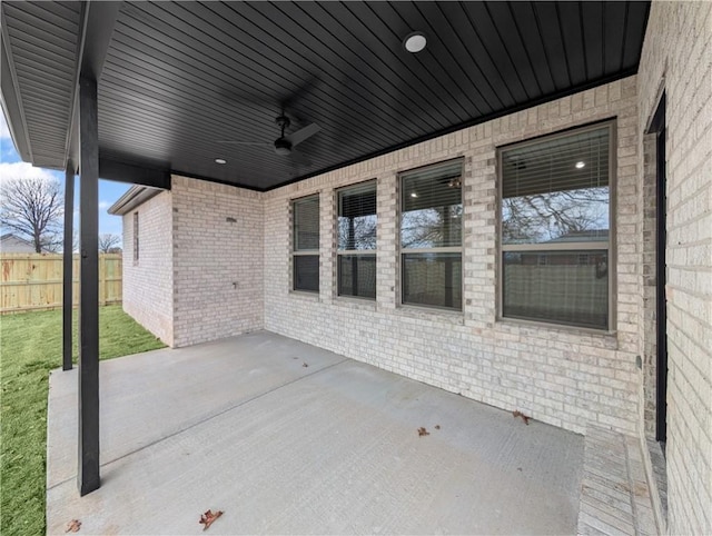 view of patio with ceiling fan