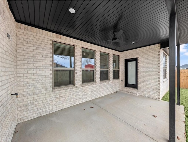 view of patio with ceiling fan