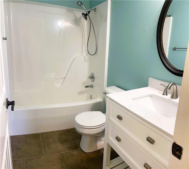 full bathroom featuring vanity, toilet, and bathtub / shower combination