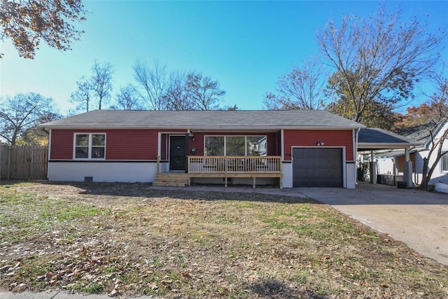 single story home featuring a carport