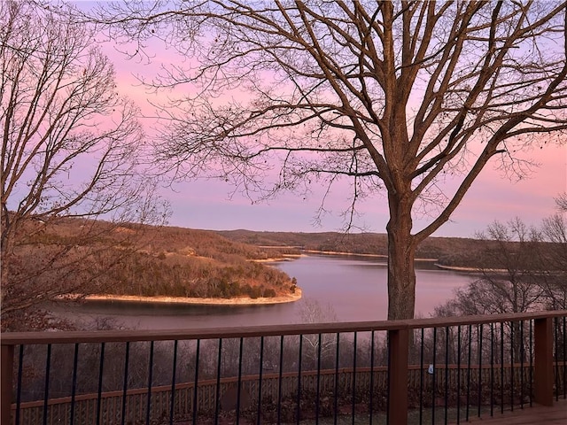 view of water feature featuring fence