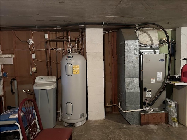 utilities featuring water heater and heating unit