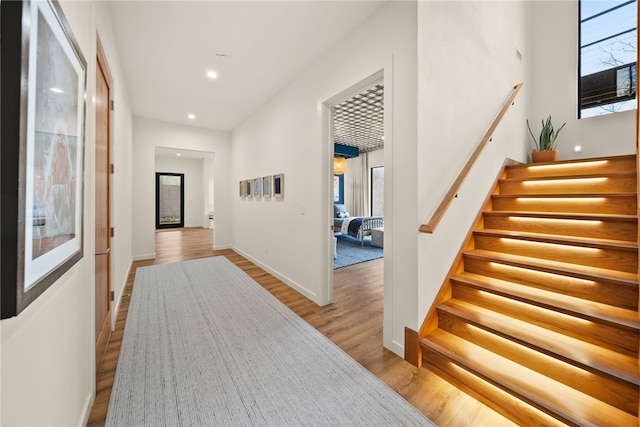 hall featuring light hardwood / wood-style flooring