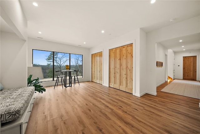 interior space with light hardwood / wood-style flooring