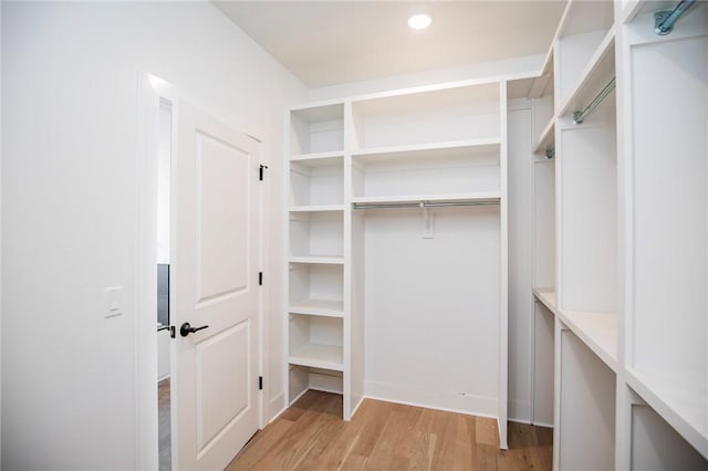 spacious closet with light wood-style flooring