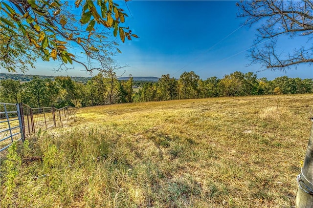 view of yard with a rural view and fence