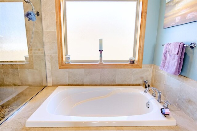 bathroom with plenty of natural light and a bathing tub