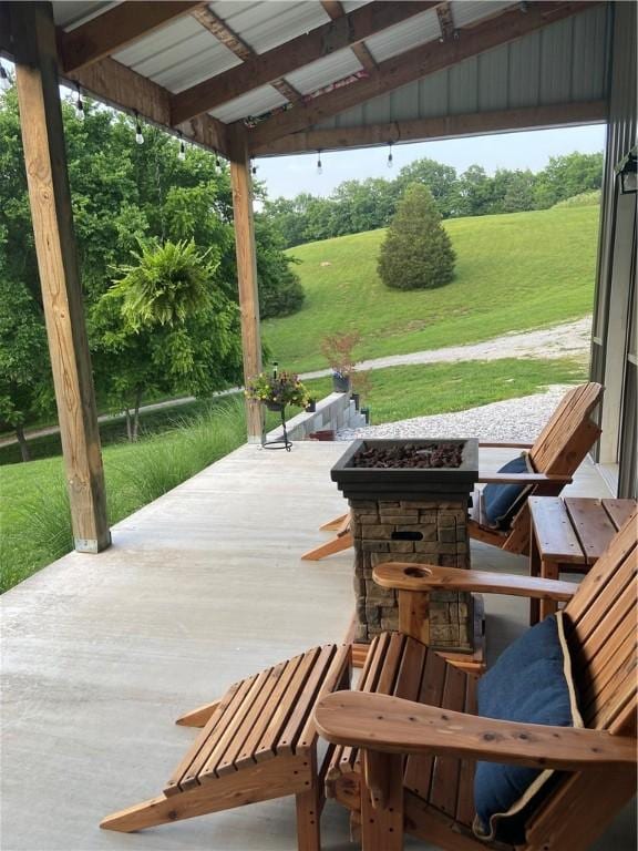 exterior space featuring a fire pit