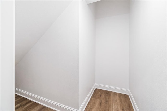 interior space with dark wood-type flooring