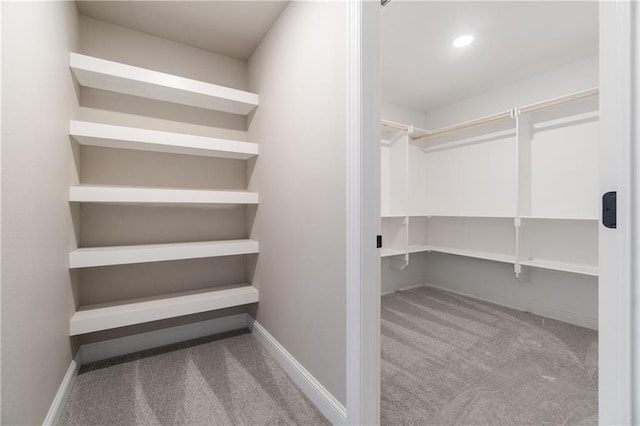 spacious closet with carpet floors