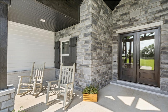 property entrance with french doors