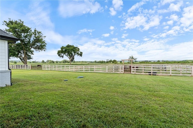 view of yard featuring a rural view