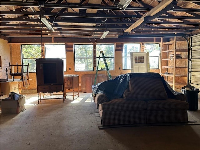 living room with concrete floors