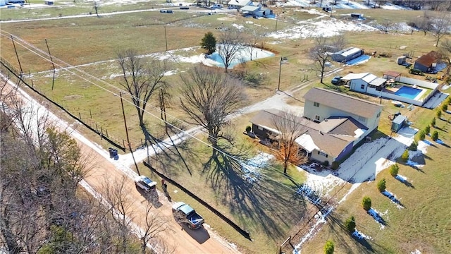 drone / aerial view with a rural view