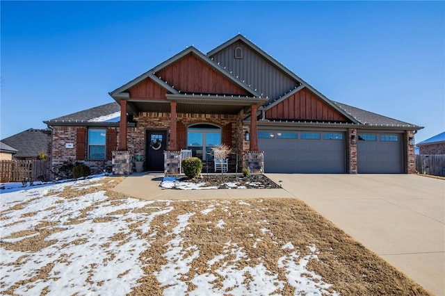 craftsman inspired home with a garage