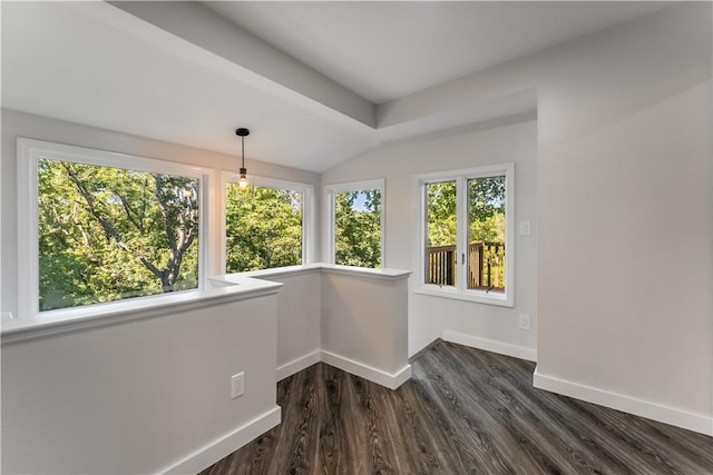 unfurnished sunroom featuring vaulted ceiling