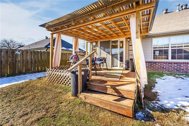 wooden terrace with a pergola