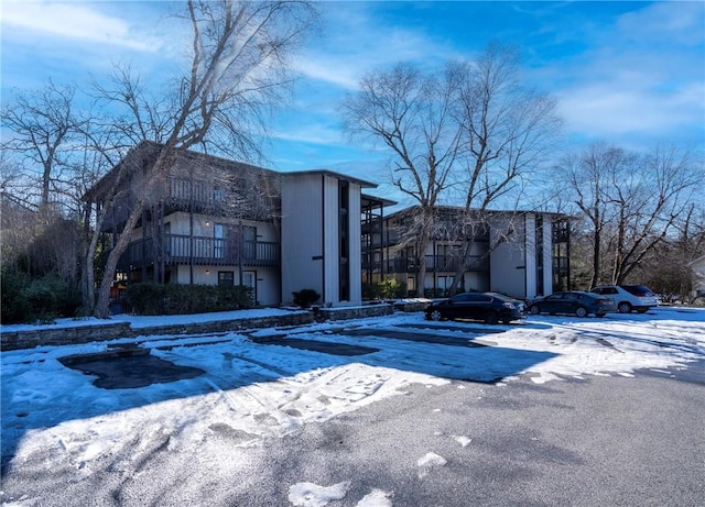 view of snow covered building