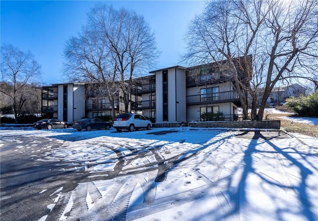 view of snow covered building