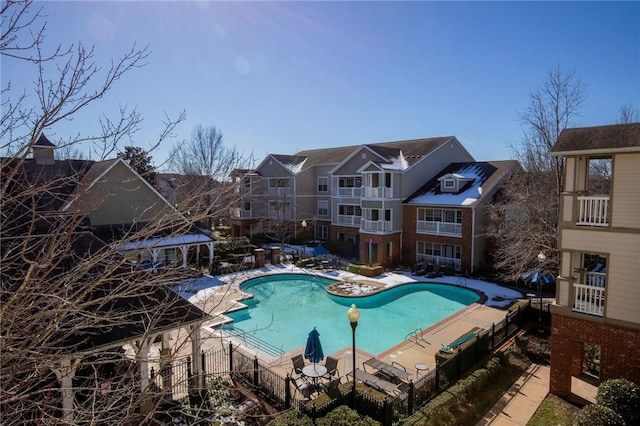 view of swimming pool featuring a patio