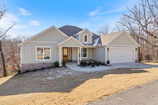 craftsman inspired home featuring a garage