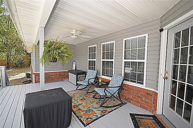 deck featuring ceiling fan