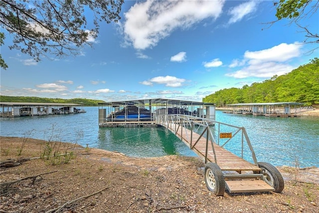 view of dock featuring a water view