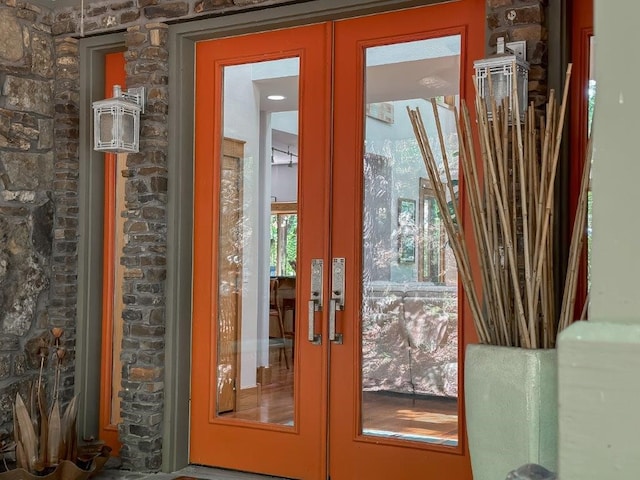 entryway featuring french doors