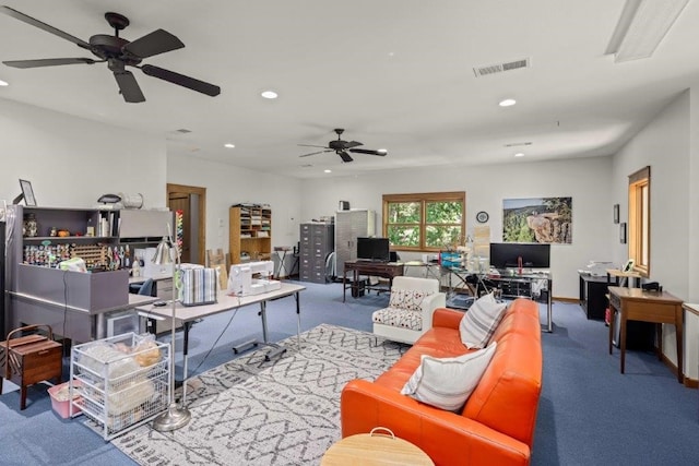 living room featuring carpet