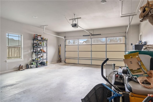 garage with a garage door opener